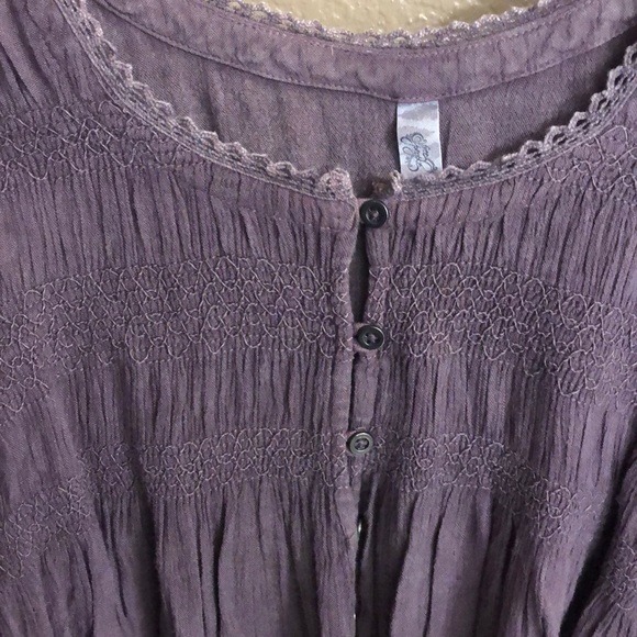 FREE PEOPLE L BABYDOLL BLUEBIRD FLOWY GAUZE TOP - Picture 2 of 5